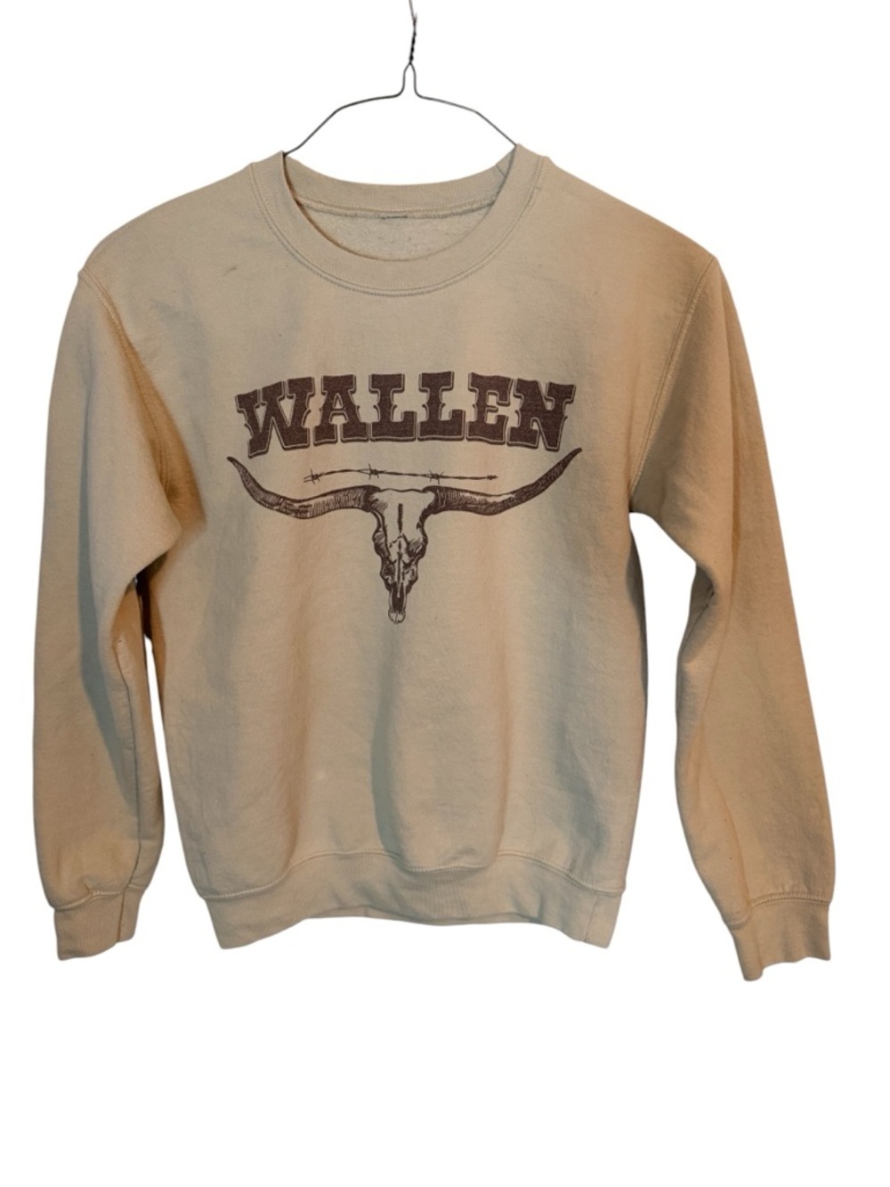 Morgan Wallen Graphic Sweater Western Country Whiskey Boots Beige Crewneck Small - Picture 2 of 6